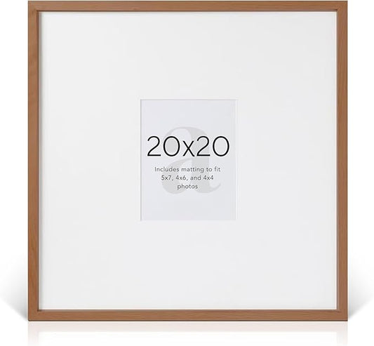 artisane home goods - Gallery Frame 1.0, Picture Frame, 20x20 Walnut, Gallery Wall Frame Set, Large Picture Frame, Oversized Mat (4x4, 4x6, and 5x7)