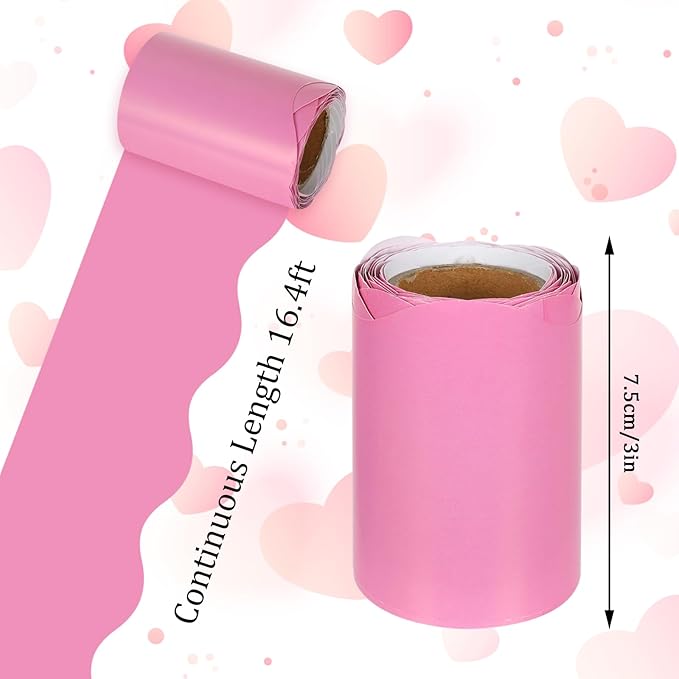Whaline 65.6ft Valentine's Day Bulletin Board Borders 4 Rolls Pink Series Die-Cut Bulletin Board Strips Colorful Rolled Trim Stickers for School Classroom Office Chalkboard Decoration