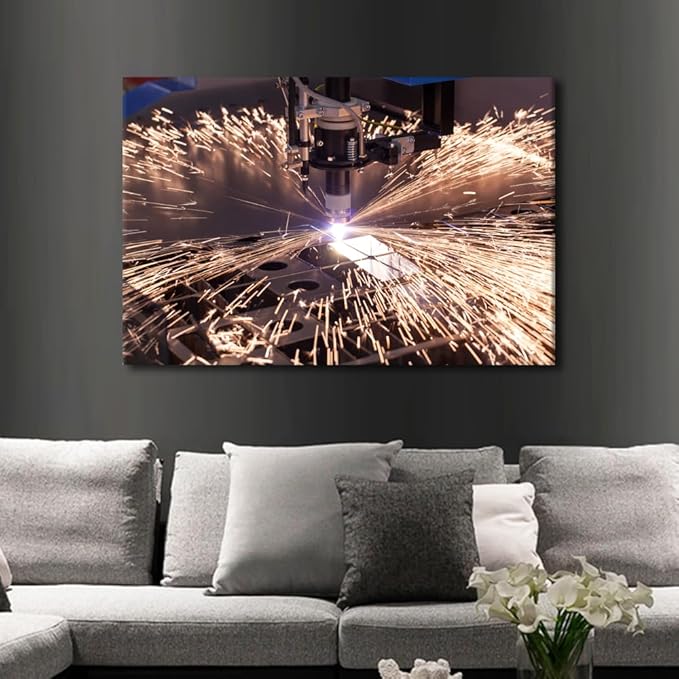TUMOVO Industrial Machine Pictures for Office Wall Decor Large Wall Art Living Room Wall Art 1 Panels Canvas Prints Wall Art Modern Home Decor Canvas Frame Artwork Wall Hanging, 24" x36"