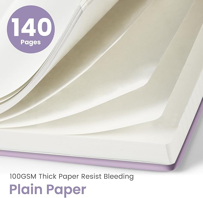 Taja Blank Spiral Journal Notebook for Women & Men, 140 Pages, Sketch Book, Plain Notebook for Drawing & Sketching, Journals for Creative Writing, A5(5.7" x 7.9") – Purple