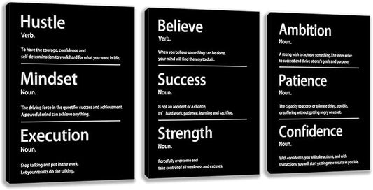 Motivational Wall Decor Paintings Inspirational Office Wall Decor Posters Prints 3 Pieces Bedroom Decor Living Room Office Canvas Picture Wall Painting Home Decoration Framed Artwork (60" Wx28 H)