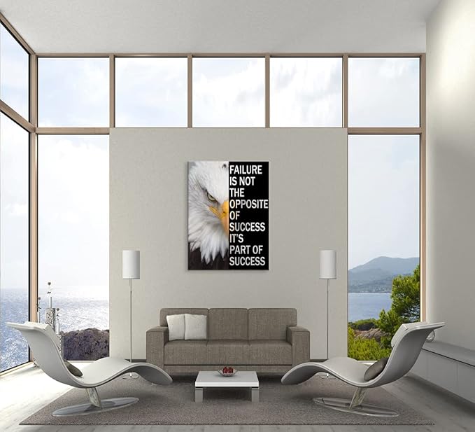 Motivational Canvas Wall Art Office Decor Animal Inspirational Picture Eagle Animal Poster Print Painting Modern Inspiring Artwork Gym Living Room Bedroom Home Ready to Hang[30″W X 40″H]
