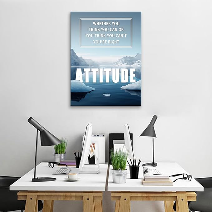 Motivational Wall Art Office Canvas Picture Wall Decor Attitude Inspirational Quotes Painting Poster Print Artwork for Home Bedroom Apartment Workplace Decoration Ready to Hang [18''Wx24''H]
