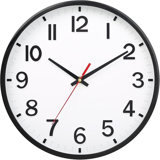 Wall Clocks 14 inch Modern Wall Clock Battery Operated Silent Non Ticking Wall Clock for Living Room Bedroom Office Kitchen Classroom Decor (Texture Gray White)