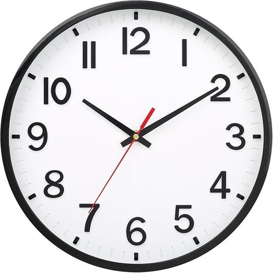 Wall Clocks 14 inch Modern Wall Clock Battery Operated Silent Non Ticking Wall Clock for Living Room Bedroom Office Kitchen Classroom Decor (Texture Gray White)