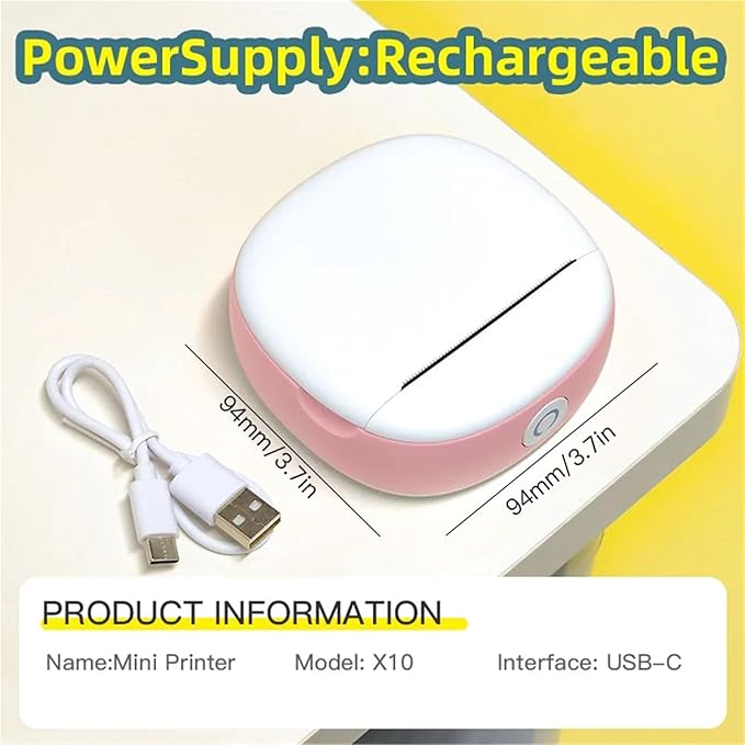 Label Printer, X10 Portable Thermal Mini Printers Wireless Bluetooth Inkless Sticker Maker Printer for Office School for Travel(X10-R-standard)