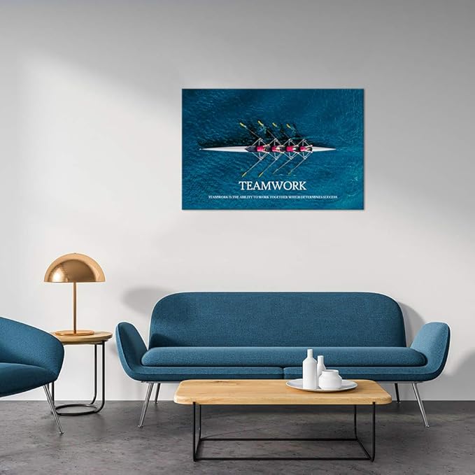 Inspirational Posters Motivational Canvas Wall Art Modern Inspiring Quotes Pictures Positive Success Teamwork Painting Print Artwork Home Decor for Office Bedroom Framed (24”Hx36”W)