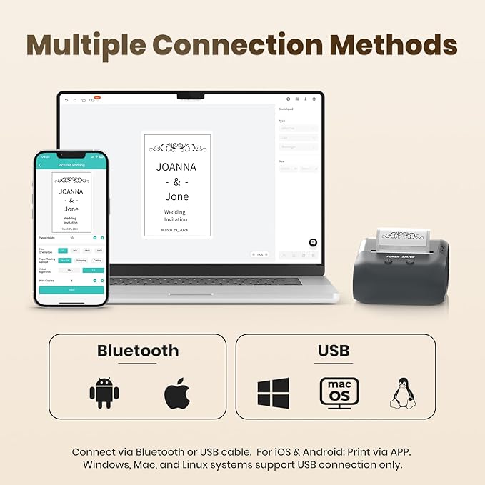 Bluetooth Label Maker Machine Portable Thermal Printer Wireless Inkless Labeler for Small Business Home Office Compatible with iOS Android Mobile (No Labels Included)