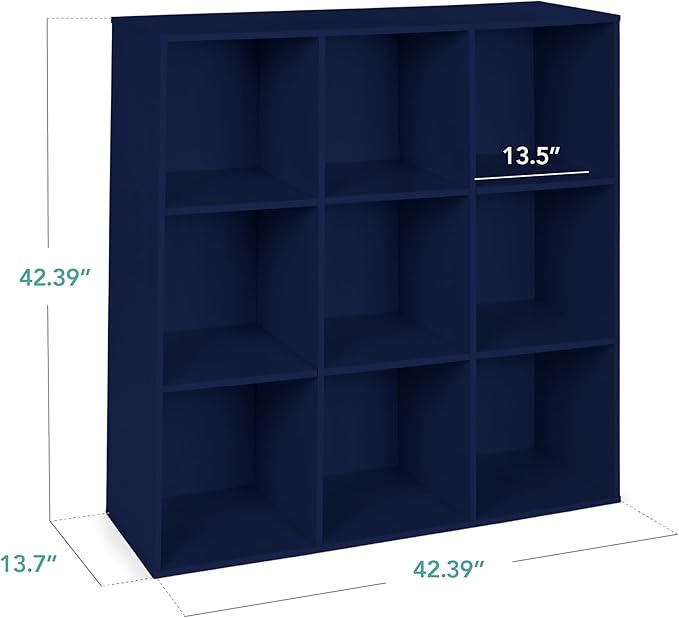 Best Choice Products Kids Bookcase 9-Cube Storage Organizer, 13.5in Shelf Opening, Bookshelf, Toy Storage, Customizable w/ 3 Removable Back Panels – Navy
