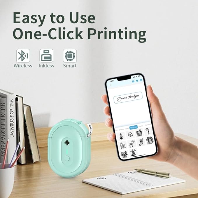Mini Label Maker, Label Printer, Portable Label Maker Machine, N12 Thermal Printer with Bluetooth, Small Sticker Printer for Small Business, Kitchen, School, Office Organization (Black)