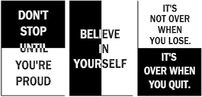 Motivational Canvas Wall Art Poster Painting 3 Piece Inspirational Entrepreneur Quotes Positive Picture Print Wall Decor for Modern Home Bedroom Office Artwork Stretched and Framed [48''Wx24''H]