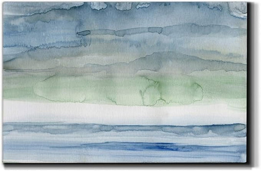 Landscape Wall Art Premium Gallery Wrapped Canvas Abstract Ocean Forest Modern Artwork Decoration for Living Room Kitchen Bathroom Office, Ready to Hang