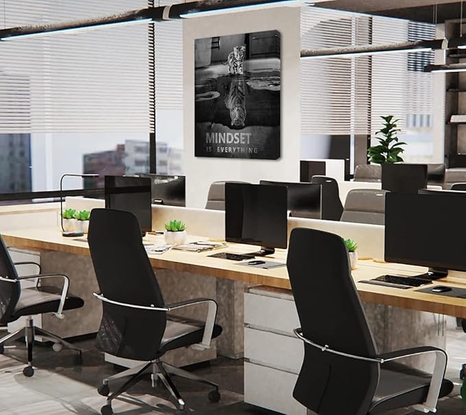 Inspirational Canvas Wall Art Motivational Framed Office Artwork Mindset Is Everything Wall Decor Framed Ready to Hang-12x16 inches