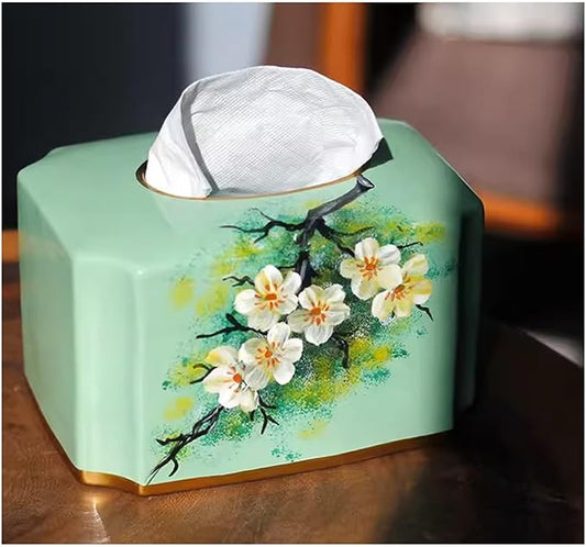 Stylish Tissue Box Ceramics Tissue Box FashionTissue Organizer and Durable Tissue Box for Bathroom Vanity Desks Offices Bedroom Home Table Modern Tissue Box (Color : Natural, Size : C) (Natural G)