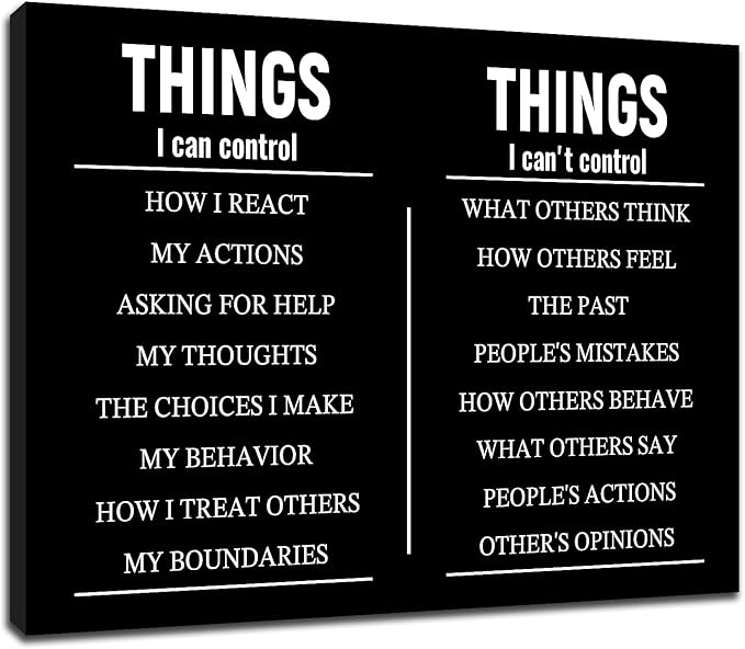 Motivational Quote Office Canvas Wall Art Things I Can Control Poster Decor Inspiring Painting Prints Wall Pictures for Modern Home Living Room Women Room Stretched and Framed [30''W X 40''H]