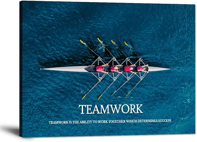 Inspirational Canvas Wall Art Inspiration Motivation Painting Motivational Quotes Modern Success Teamwork Posters Prints Artwork Living Room Home Office Decorations Framed Ready to Hang (24”Hx18”W)
