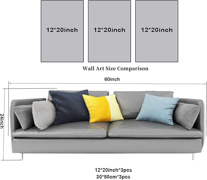 NATVVA 3 Pieces Health and Wellness Wall Art Canvas Prints Minimalist Inspirational Poster Painting Pictures for Livingroom Home Decor with Wooden Inner Frame