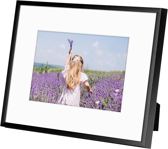 Golden State Art, Gallery Wall Frame Set of 6 - Black 8x10 Aluminum Photo Frames with Mat for 5x7 Pictures - 8 x 10 inch Metal Frame with Real Glass Cover - Elegant Home or Office Decor