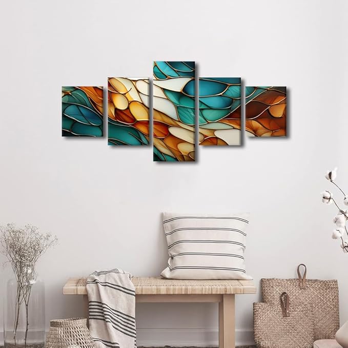 Canvas Wall Art for Room Abstract Canvas Wall Art Modern 5 Panel Living Room Decor for Abstract Enthusiasts Bedroom Office Canvas Art Decoration Stretched and Framed Ready to Hang 50x24 in