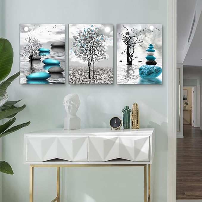 Lapremoly Wall Decor For Living Room Canvas Wall Art For Bedroom Office Decoration Black And White Wall Paintings Inspirational Abstract Blue Pictures Canvas Prints Frame Artwork Home Decor 16x24