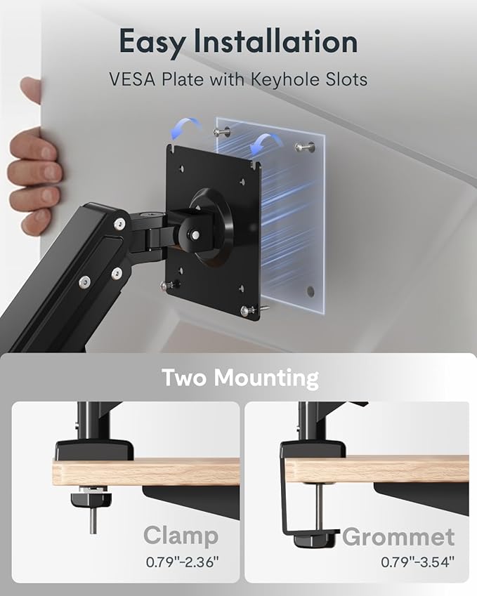 FLEXISPOT EN2 55''x28'' Standing Desk with Monitor Mount Bundle, 1" Thick One-Piece Desktop, Fully Adjustable Single Monitor Arm with Cable Management, Bundle for Home Office, Gaming & Study, Maple