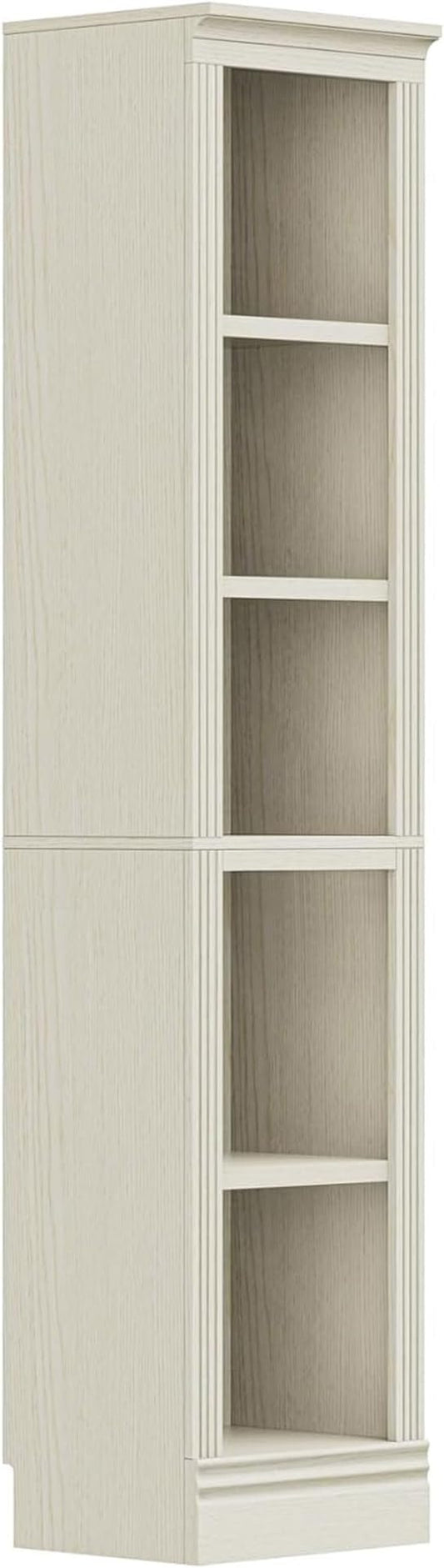 JAHRSTIM Halston Narrow Bookcase, Adjustable Storage Open Display Shelving Unit for Home and Office Space, 15.75”L x 13.78”W x 72.8”H, Cream