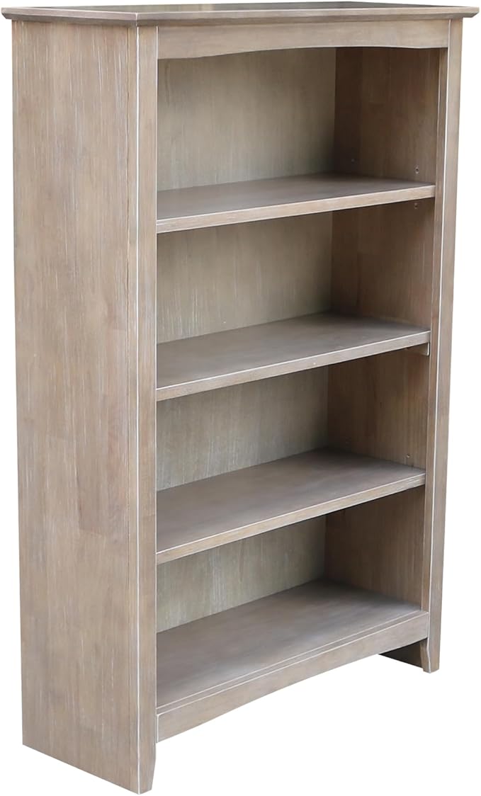 Shaker Solid Wood Bookcase, 48" High, Washed Gray Taupe