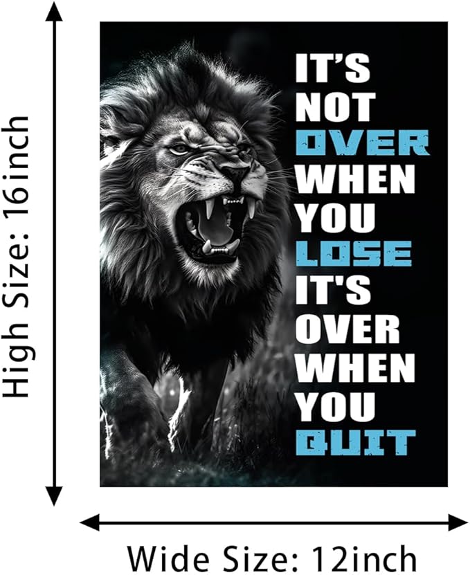 Novatique Inspirational Wall Decor Motivational Office Canvas Wall Art f Lion Picture Print Ready to Hang Motivational Quote Poster Room Decor for Bedroom,12 x 16inch