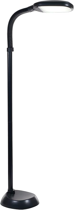 Lavish Home Adjustable LED Floor Lamp with Bendable Neck - Full Spectrum Natural Sunlight LED Lamp for Bedroom and Living Room - Reading, Craft, and Esthetician Light (Black)