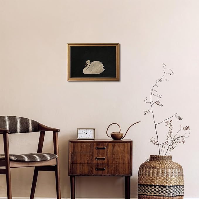 Gold Framed Wall Art Vintage Canvas Wall Art Grace Swan Rustic Animal Artwork Prints Picture for Living Room Bedroom Farmhouse Bathroom Office Decor, 12x16