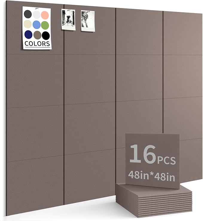 Large Bulletin Board 48"x 48" Cork Boards for Walls, 12 Pack Felt Wall Panels Photo Board, Cork Board for Office Home Pin Board