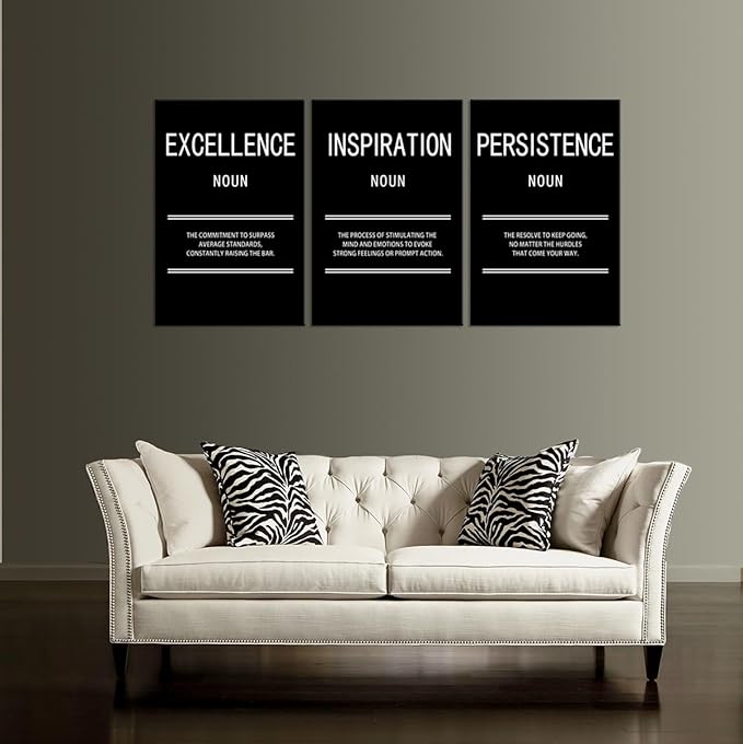 Inspiration Excellence Persistence Motivational Canvas Wall Art Creation Inspirational Poster Painting Modern Inspiring Artwork for Office Home Living Room Stretched and Framed[72''Wx 36''H]