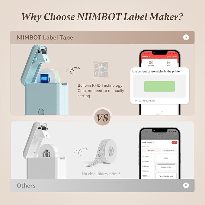 Label Maker D110 Bluetooth Thermal Label Maker Machine with Tape, Portable Inkless Label Printer Handheld & Rechargeable with Multiple Templates for Home Office, Compatible with iOS Android, Blue