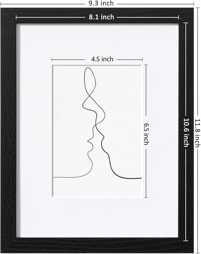 eletecpro 8.5x11 Picture Frames Set of 10, Picture Frame Collage Wall Decor Display 5x7 Photo with Mat or 8.5x11 without Mat, Home Decor Gallery Frame for Table Top or Wall Mounting, Black