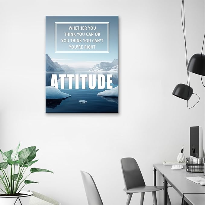Motivational Wall Art Office Canvas Picture Wall Decor Attitude Inspirational Quotes Painting Poster Print Artwork for Home Bedroom Apartment Workplace Decoration Ready to Hang [18''Wx24''H]