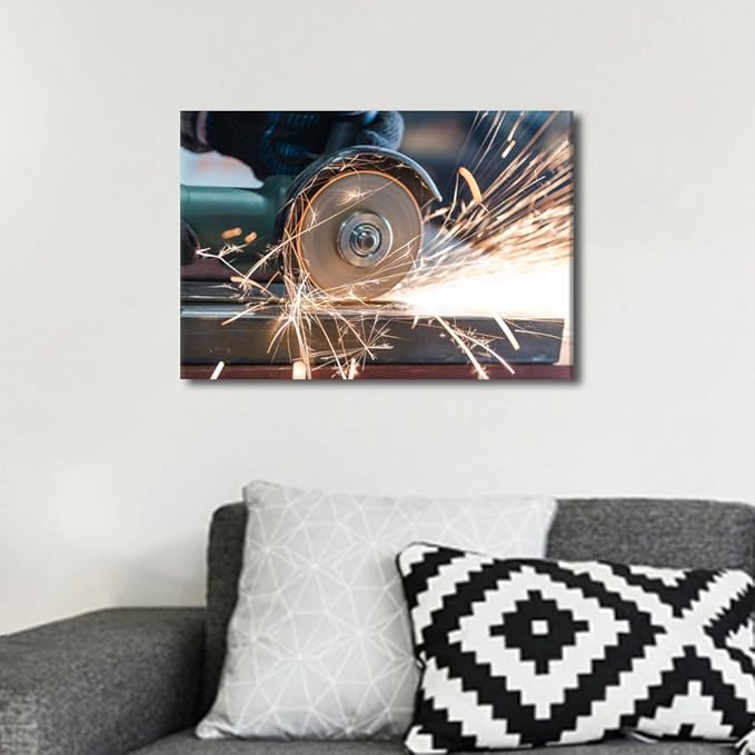 Bathroom Decor Wall Art Machine Tool Canvas Painting Wall Art Cut Metal Canvas Art Wall Painting Framed Wall Art Canvas Art Posters Modern Wall Decor Canvas Arts & Crafts, 12" x18"