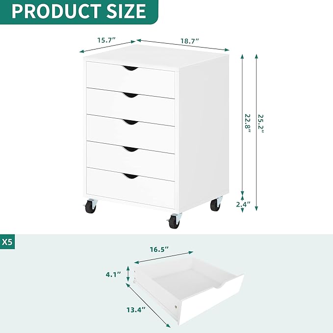 DWVO Home Office Printer Stand with Wheels, Printer Tables with File Drawer and Charging Post, Mobile Lateral Filing Cabinet with Open Storage Shelf for Letter/Legal/A4 Size Files, White