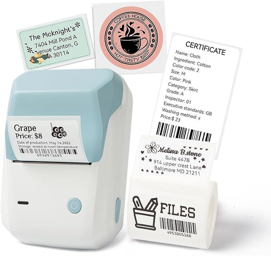 LMASBLTER B1 Label Maker 2 Inch Bluetooth Thermal Label Printer for Barcode, Address, Labeling, Logo, Clothing, Jewelry, Retail, Mailing, Support with Phones&PC, Easy to Use for Office & Home-Blue