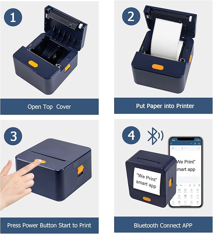 NETUM P1 Mini Label Printer- Portable Label Maker Printer Bluetooth Inkless Thermal Printer Compatible with Android iOS for Retail Barcode, Clothing, Mailing, Small Business(Blue)