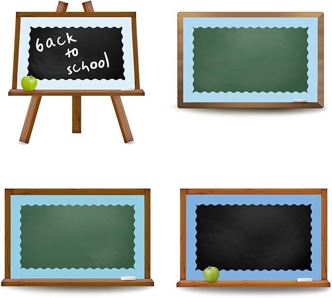 Whaline 65.6ft Summer Baby Blue Bulletin Board Borders 4 Rolls Gradient Blue Die-Cut Board Trim for Classroom Office Chalkboard