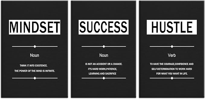 Motivational Canvas Posters Print Wall Art Home Decor 3 Pieces Success Inspirational Signs Picture Painting Positive Artwork for Teens Room Office Classroom Gym Stretched and Framed [48''Wx24''H]