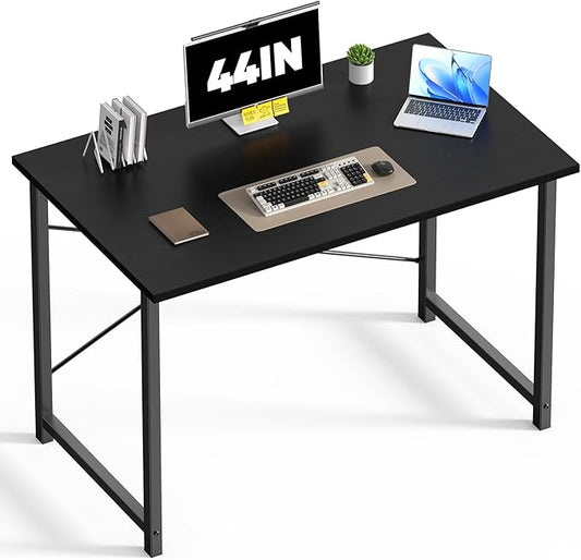 DUMOS 44 in Computer Desk for Home Office, Modern Study Work Table Simple Style for Bedroom, Writing Desks with X-Shaped Reinforcement, Black