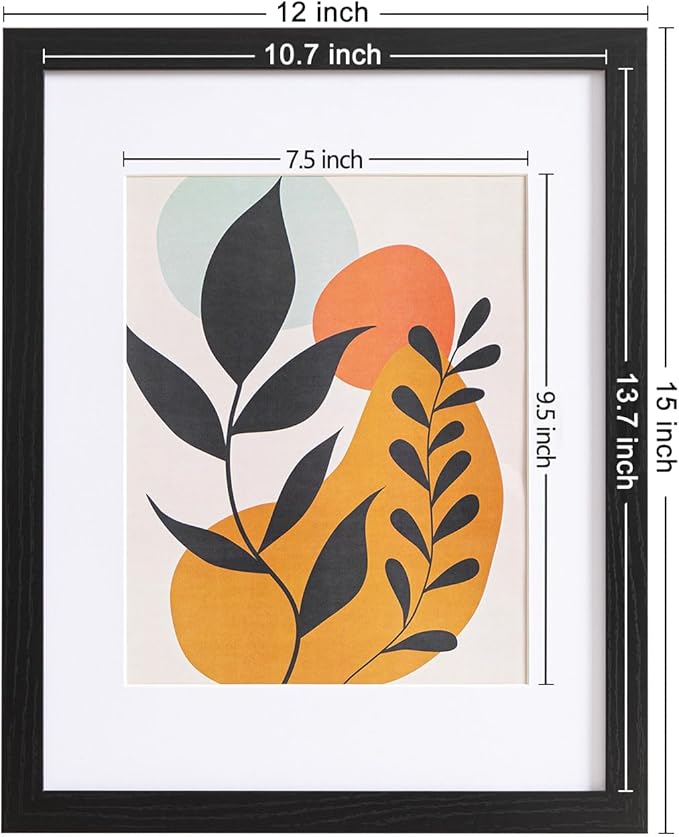 eletecpro 11x14 Picture Frames Set of 10 with Clear Acrylic Cover, Gallery Wall Decor, Displays 8x10 Photos with Mat or 11x14 Without, Horizontal or Vertical Wall Mount, Black