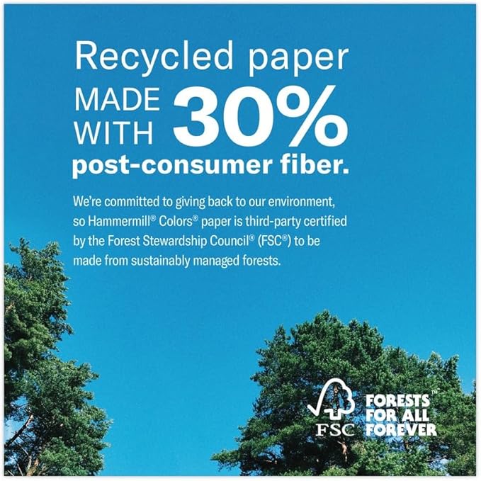 Hammermill 102269CT Recycled Colored Paper, 20lb, 8 1/2 x 11, Lilac, 5,000 Sheets/Carton