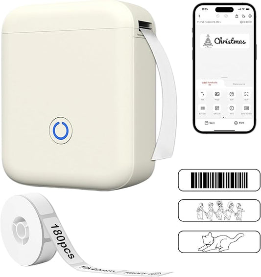 P11 New Version Label Maker Machine with Tape,300DPI Bluetooth Label Printer, Portable Thermal Printer,Sticker Maker for Organizing Home Office School (White)