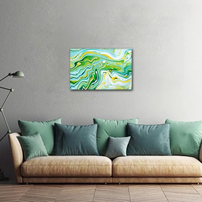 Canvas Wall Art for Lady 1 Panel Modern House Wall Decor Flows and Splashes Abstract Poster Painting Prints on Canvas for Men Living Room Wall Decor Stretched and Framed Ready to Hang 18x12 in