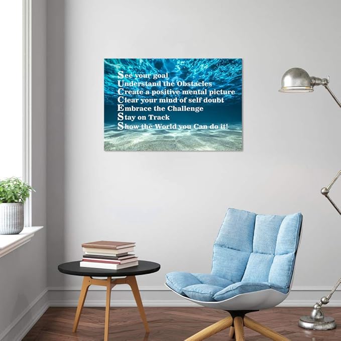 Yatsen Bridge Inspirational Posters Wall Decor Motivational Canvas Wall Art Modern Inspiring Quotes SUCCESS Picture Paintings Artwork Home Decorations for Office Bedroom Framed-36x24 inches
