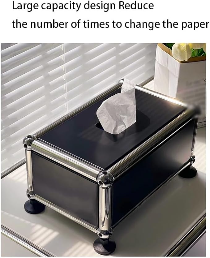 Stylish Tissue Box Stainless Steel Tissue Box Napkin Tissue Box Holder and Rectangle Tissue Organizer for Kitchen Office Room Home Decor Modern Tissue Box (Color : Blue) (Blue)