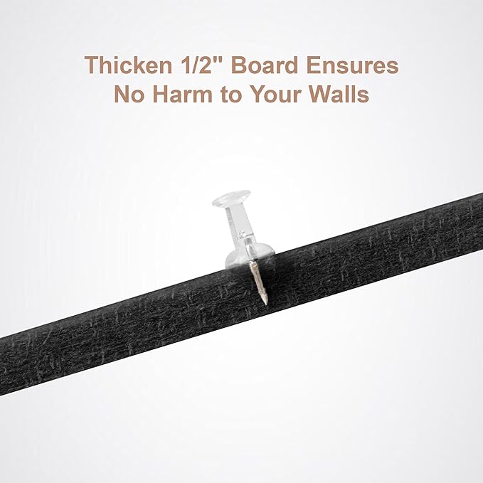 Bulletin Board, 24 x 18 inches Felt Board Decorative Pin Board, 4' x 3' Cork Board Alternative for Wall, Foldable Photo Board with 20 Pushpins - Black Stripes