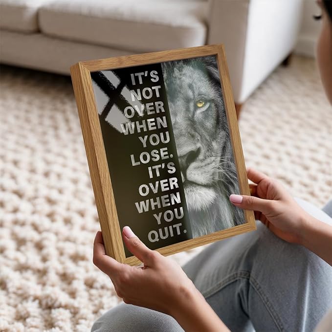 YELLOWBIRD ART & DESIGN Motivational Wall Art & Decor FRAMED - Positive Quotes - Motivational poster - Office Wall Art - Lion Wall Decor Inspiration Motivation Man cave Gym Wall Decor for Men